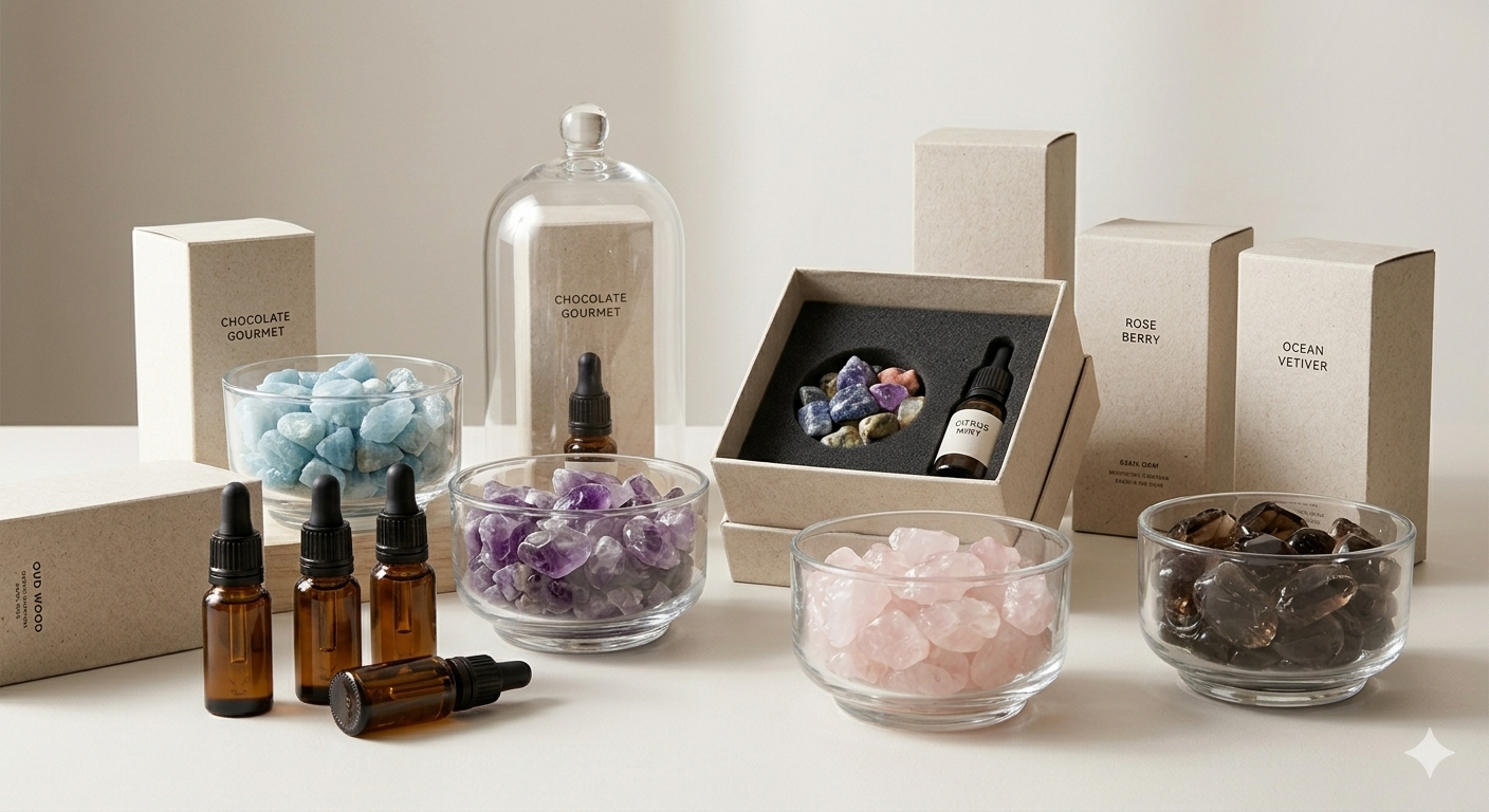 Crystal Essence Set with power stones and essential oils